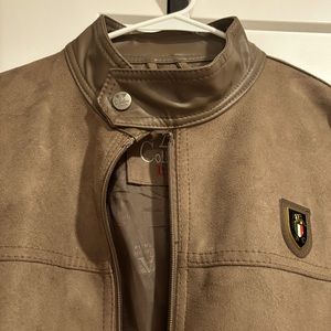 Armani Collezioni Italia Brown/Tan Jacket with Leather Collar